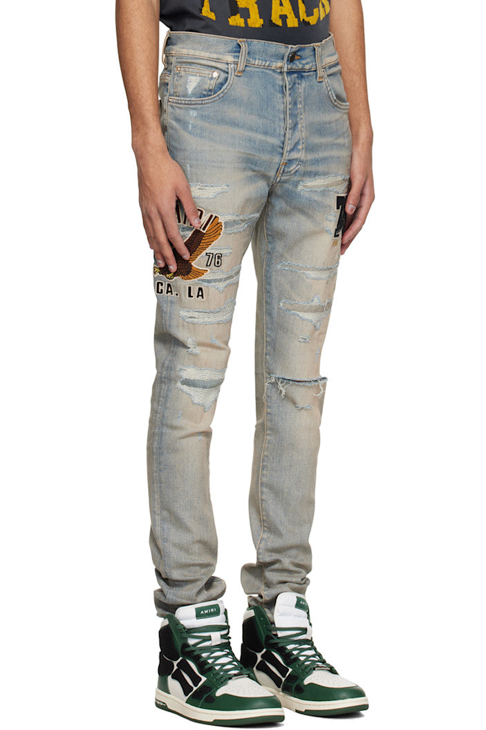 Amiri AMIRI Indigo Varsity Eagle Jeans - Size: 28 Jeans | Shop From The Mirage