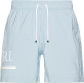 Amiri Ma Bar Logo Swim Trunk in Baby Blue