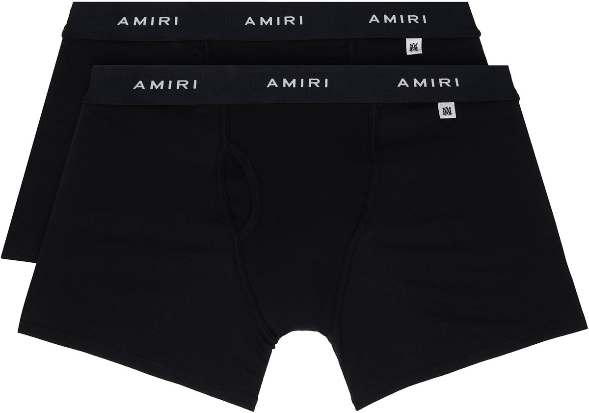 AMIRI two-pack black cotton briefs featuring jacquard logo at waistband and stretch cotton jersey fabric.