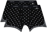 AMIRI two-pack black boxer briefs with paisley graphic pattern and logo waistband made of stretchy cotton jersey.