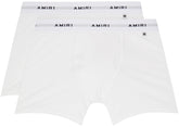 AMIRI two-pack white logo patch boxer briefs featuring logo elasticized waistband and breathable stretch cotton