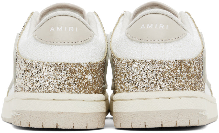 Amiri Amiri White & Gold Skel Top Low Sneakers - Size: UK 9 Sneakers | Shop From The Mirage