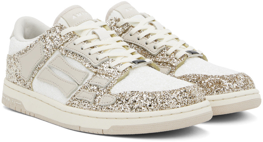 Amiri Amiri White & Gold Skel Top Low Sneakers - Size: UK 9 Sneakers | Shop From The Mirage