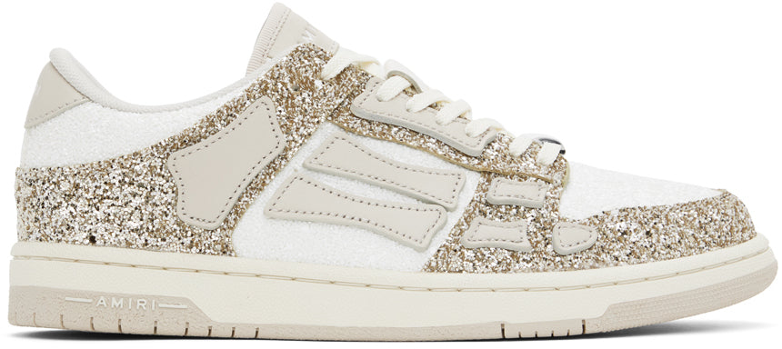 Amiri Amiri White & Gold Skel Top Low Sneakers - Size: UK 9 Sneakers | Shop From The Mirage