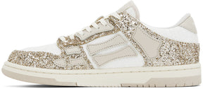 Amiri White & Gold Skel Top Low Sneakers