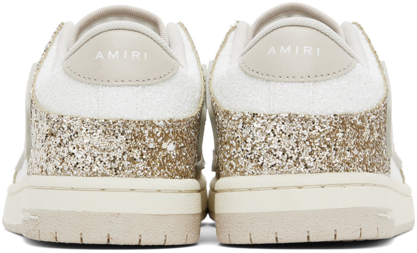 Amiri White & Gold Skel Top Low Sneakers