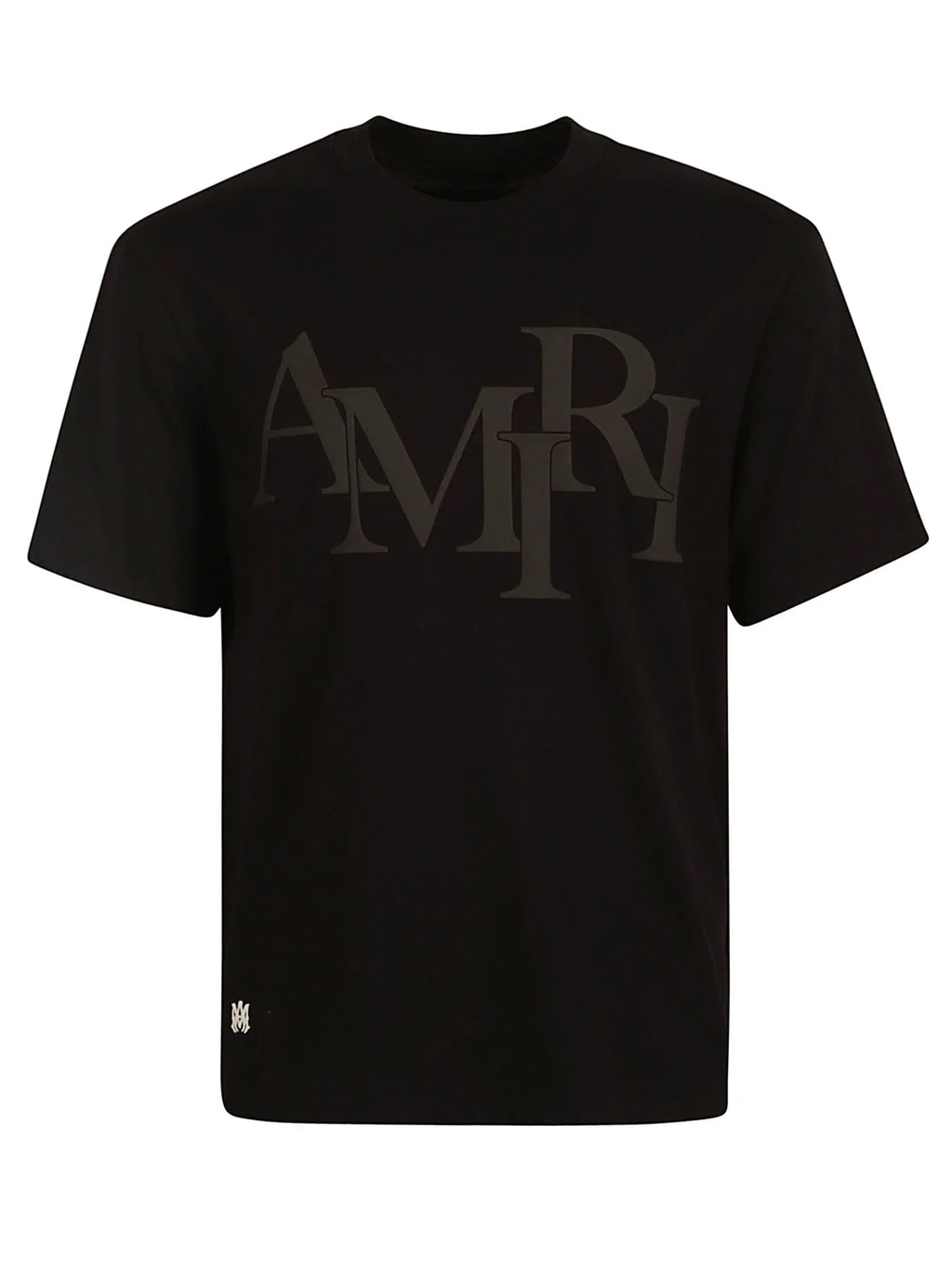 Amiri Black Staggered Logo Print T-Shirt in Black