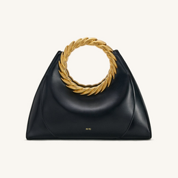 Amiya Leaf Handle Sculpture Bag - Black