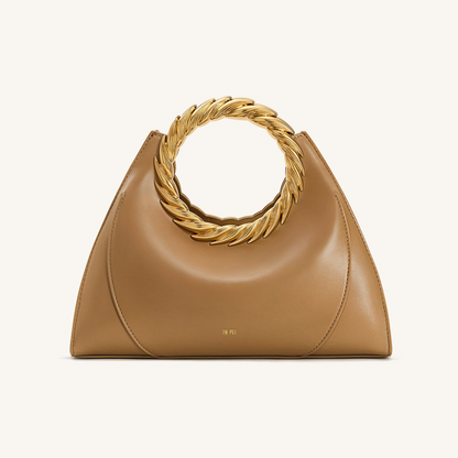 Amiya Leaf Handle Sculpture Bag - Brown