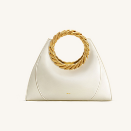 Amiya Leaf Handle Sculpture Bag - White