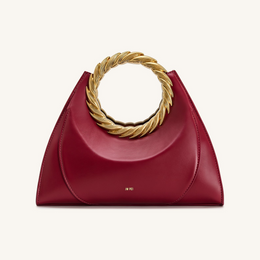 Amiya Leaf Handle Sculpture Bag - Wine Red