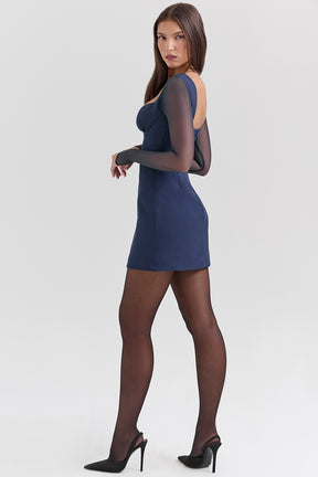 Midnight stretch crepe plunge mini dress