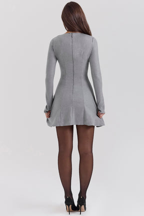 Grey a-line long sleeve mini dress