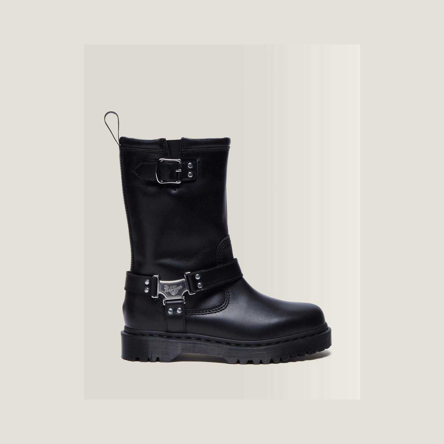 Anistone Hi Leather Biker Boots — Black