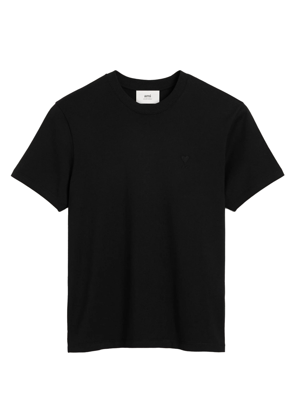 AMI Paris Ami De Coeur Motif Embroidered Logo T-Shirt in Black