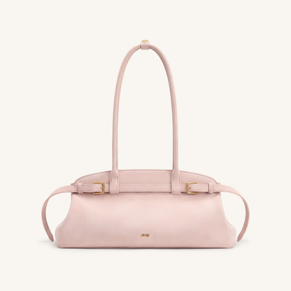 Arden Faux Suede Belt Detail East-West Shoulder Bag - Pink