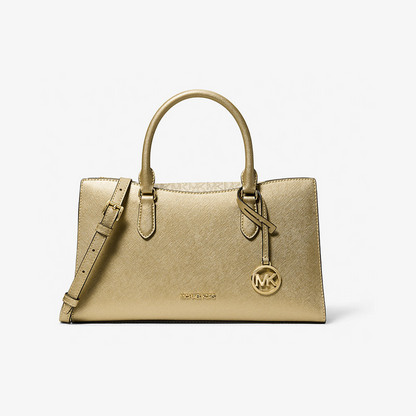 Arden Metallic Top-Zip Satchel