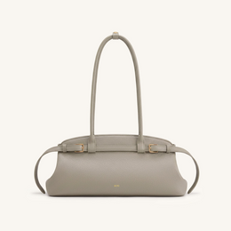 Arden Pebbled Belt Detail East-West Shoulder Bag - Taupe