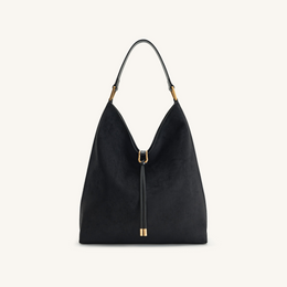 Aria Faux Suede Shoulder Bag - Black