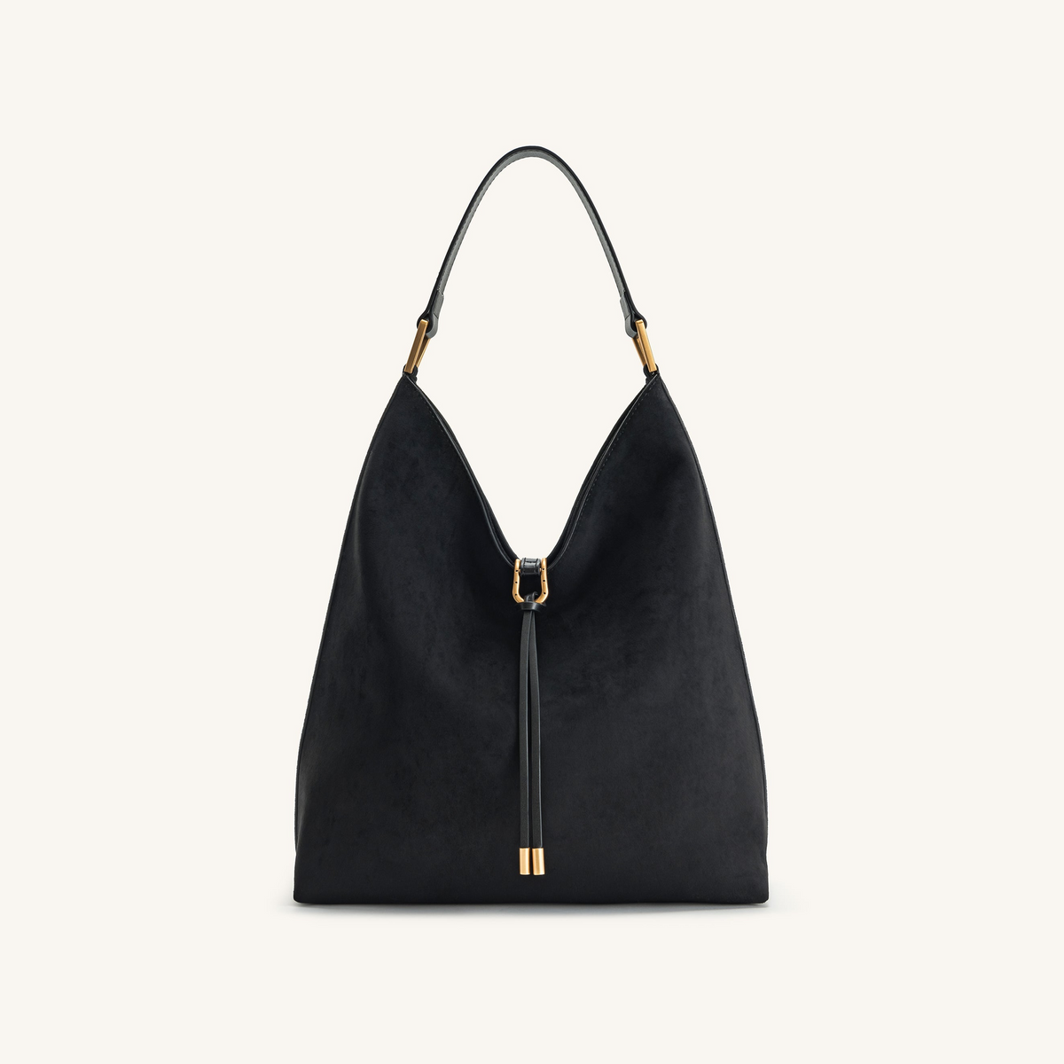 Aria Faux Suede Shoulder Bag - Black