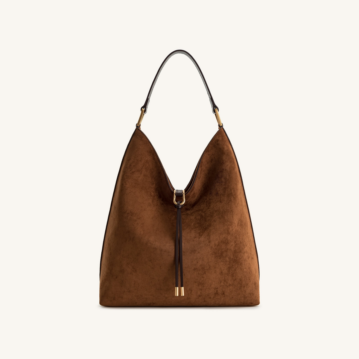 Aria Faux Suede Shoulder Bag - Brown