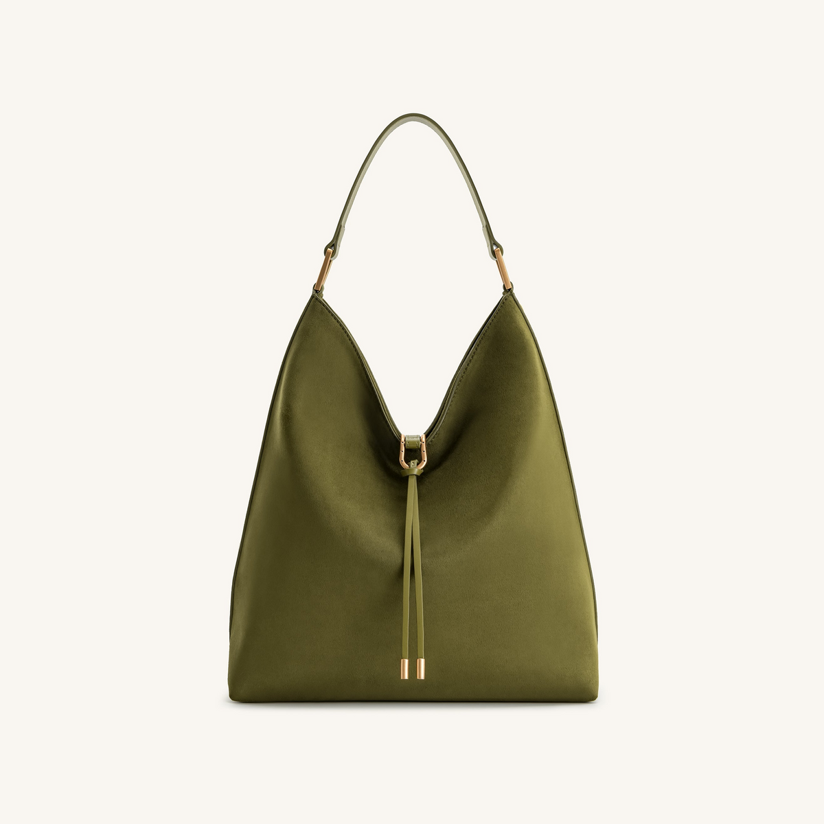 Aria Faux Suede Shoulder Bag - Dark Olive