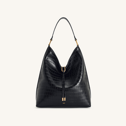 Aria Shoulder Bag - Black Croc