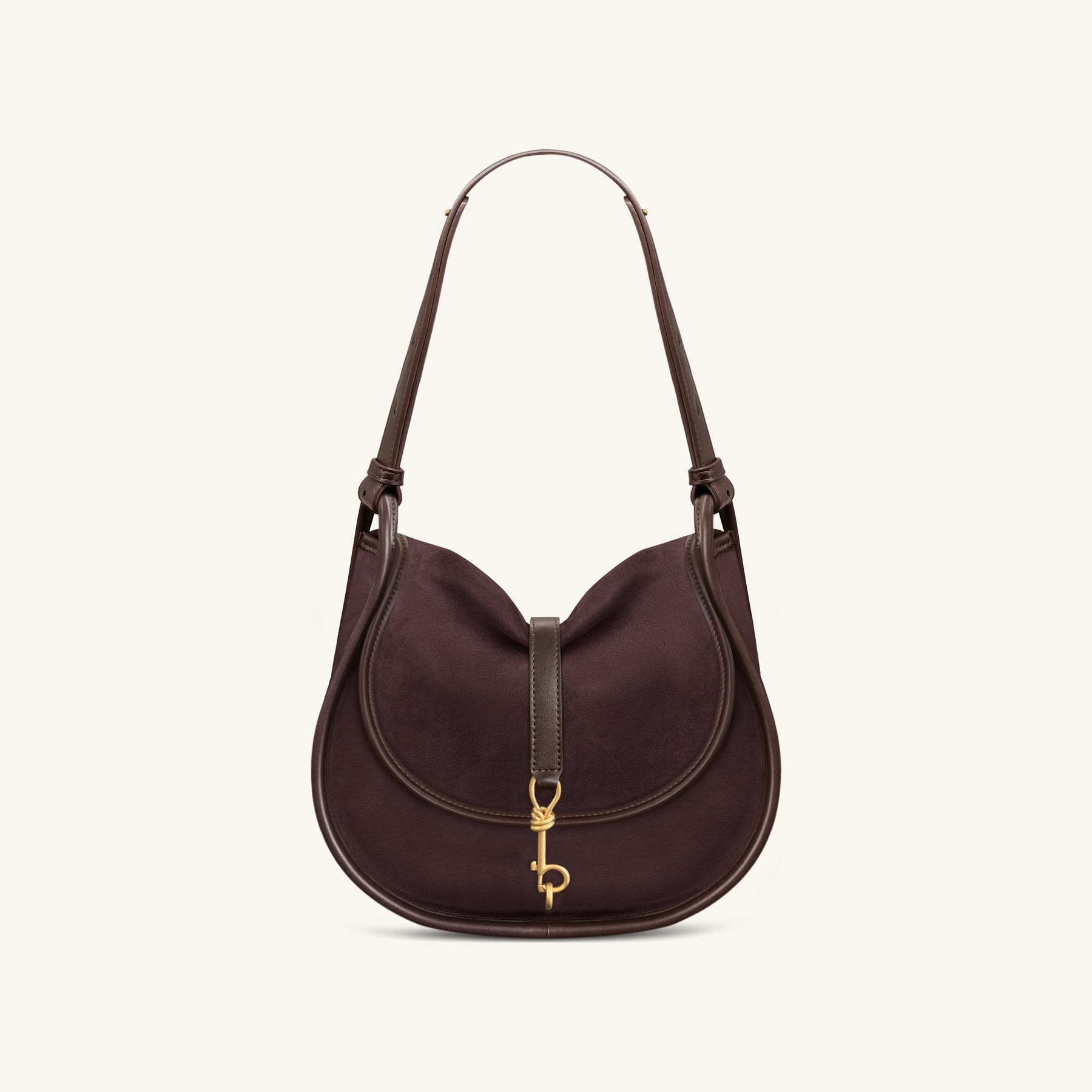 Arla Small Faux Suede Hobo Bag - Chocolate