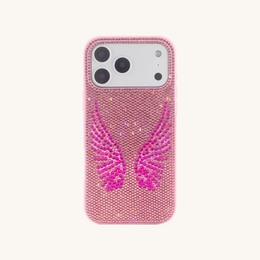 Artificial Crystal Angel Wings Phone Case - Pink