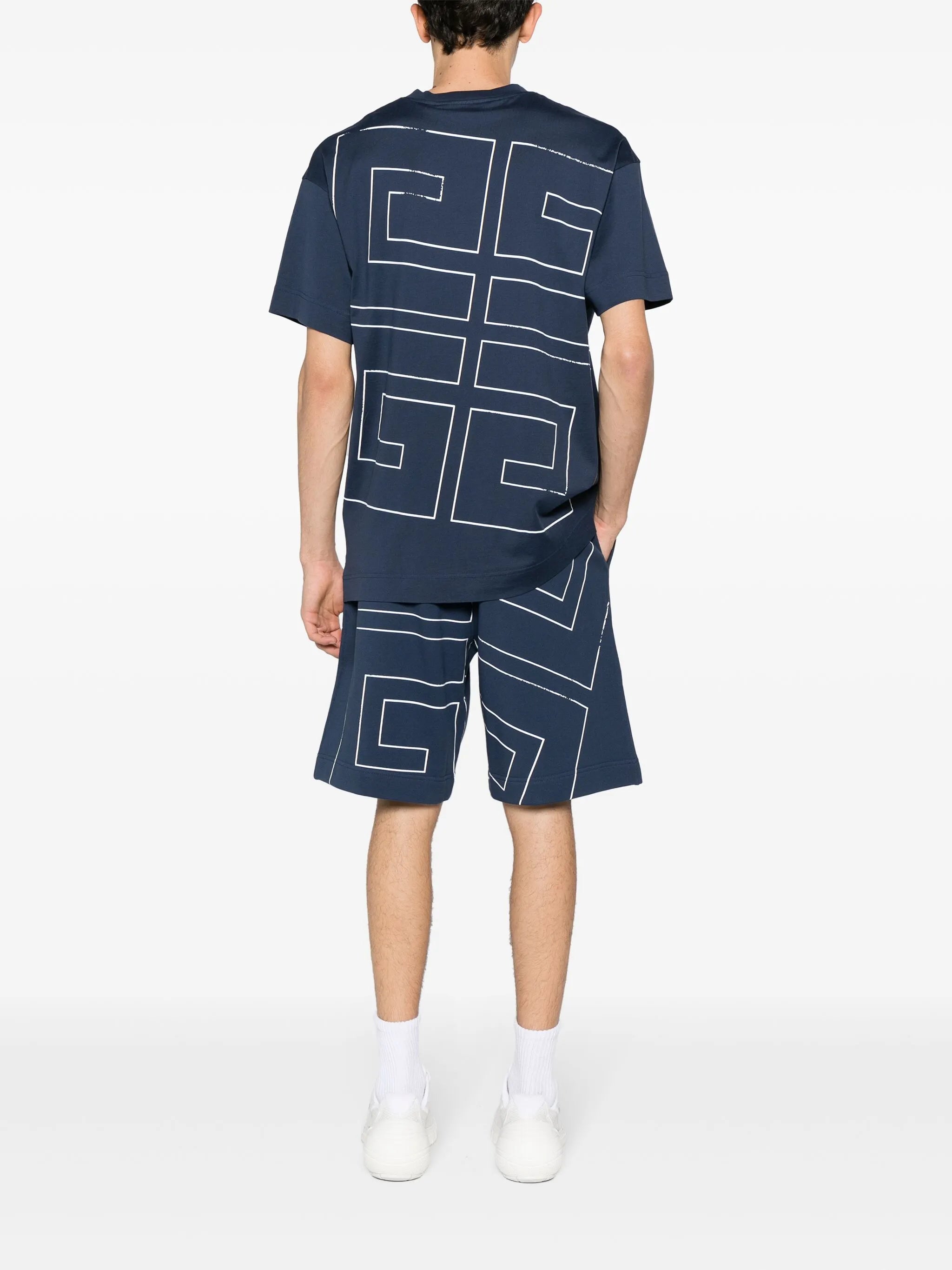 Givenchy 4G Stars Logo T-Shirt in Navy