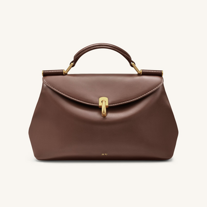 Audrey Flap Lock Top Handle Bag - Brown