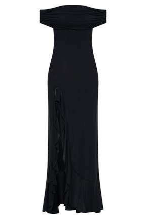 Audrey Off Shoulder Mesh Maxi Dress - Black