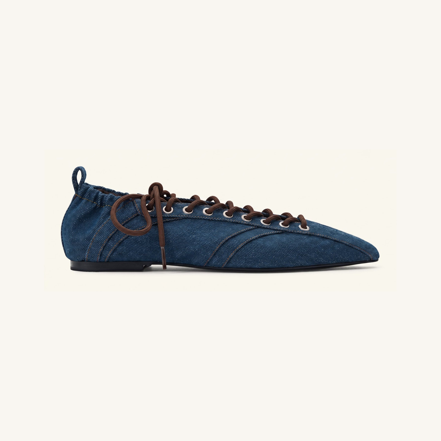 Ava Lace-Up Flats - Denim Blue