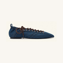 Ava Lace-Up Flats - Denim Blue