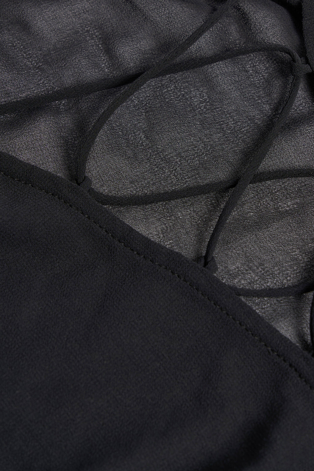 Lace-Up Balloon-Sleeve Mini Dress in Black