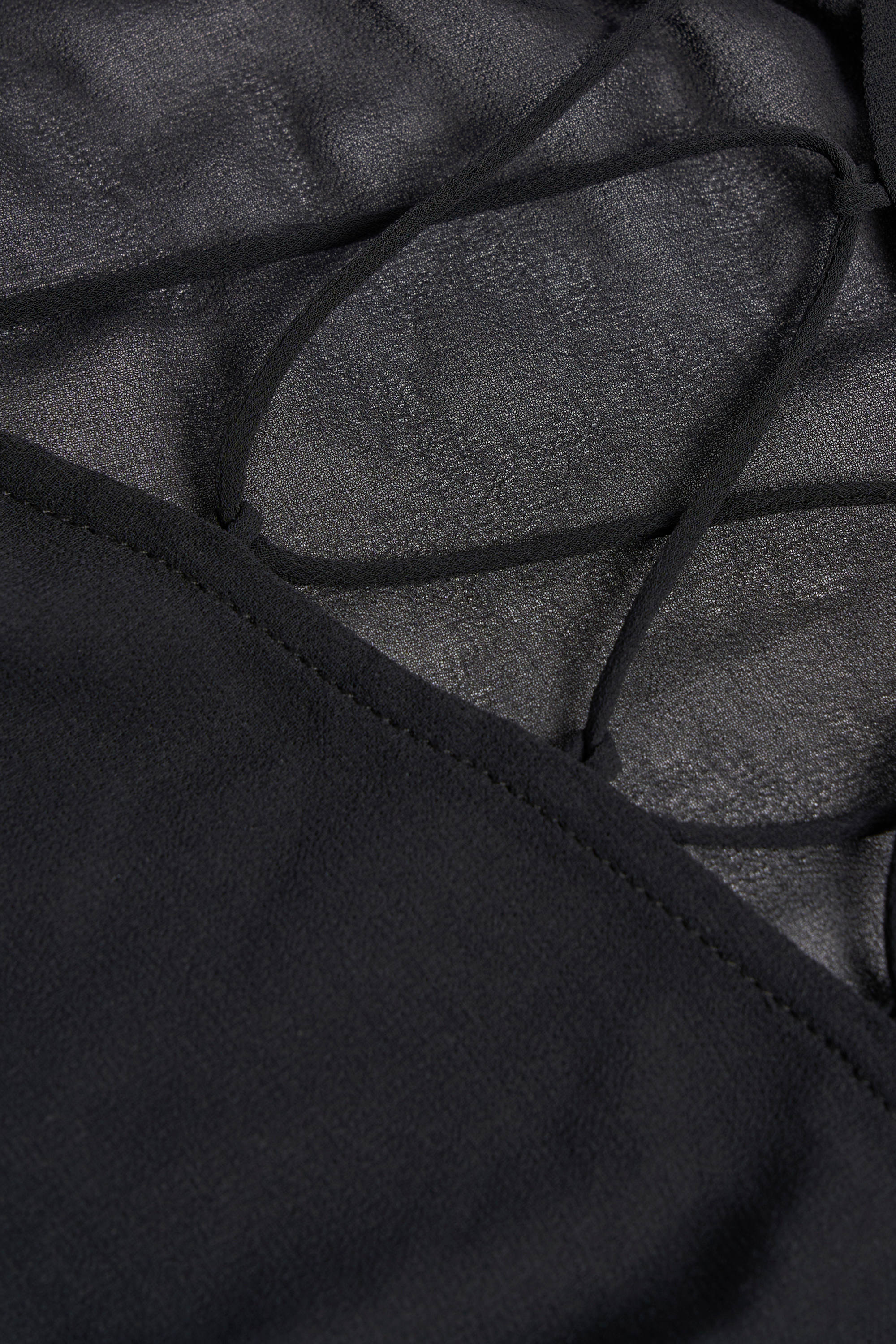 Lace-Up Balloon-Sleeve Mini Dress in Black