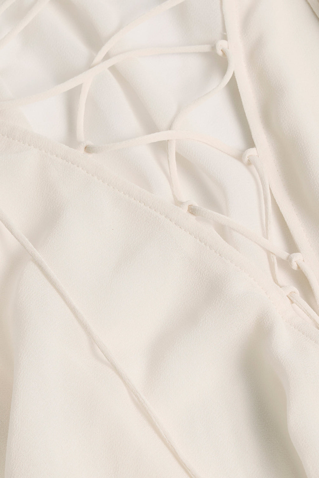 Lace-Up Balloon-Sleeve Mini Dress in Ivory