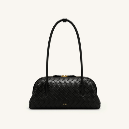 Aveline Woven Textured Shoulder Bag - Black
