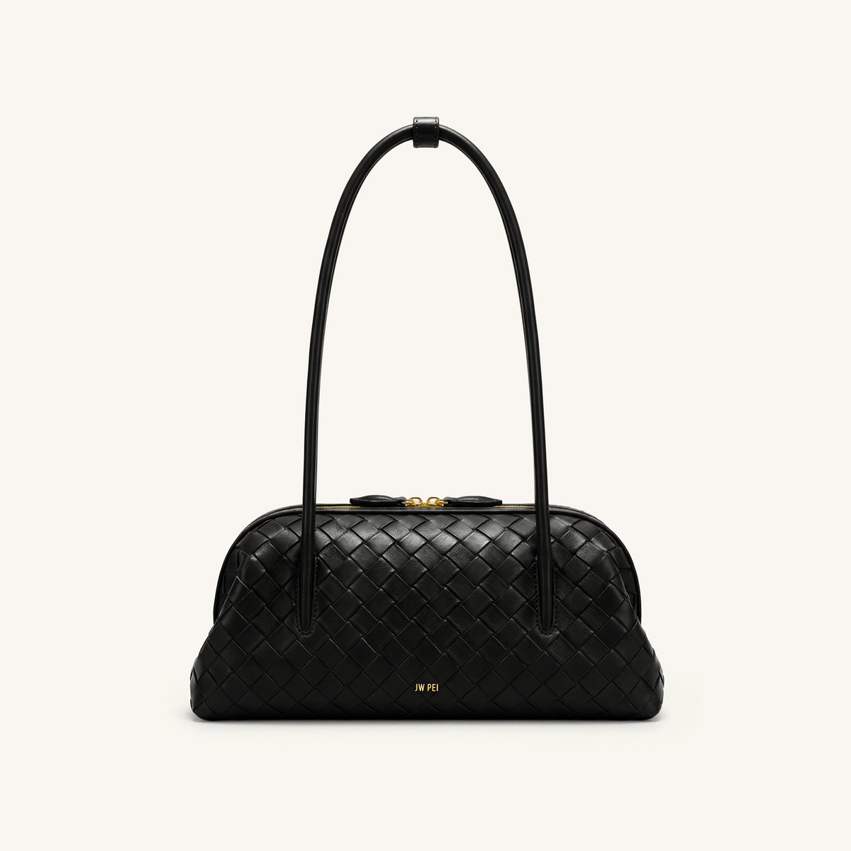 Aveline Woven Textured Shoulder Bag - Black
