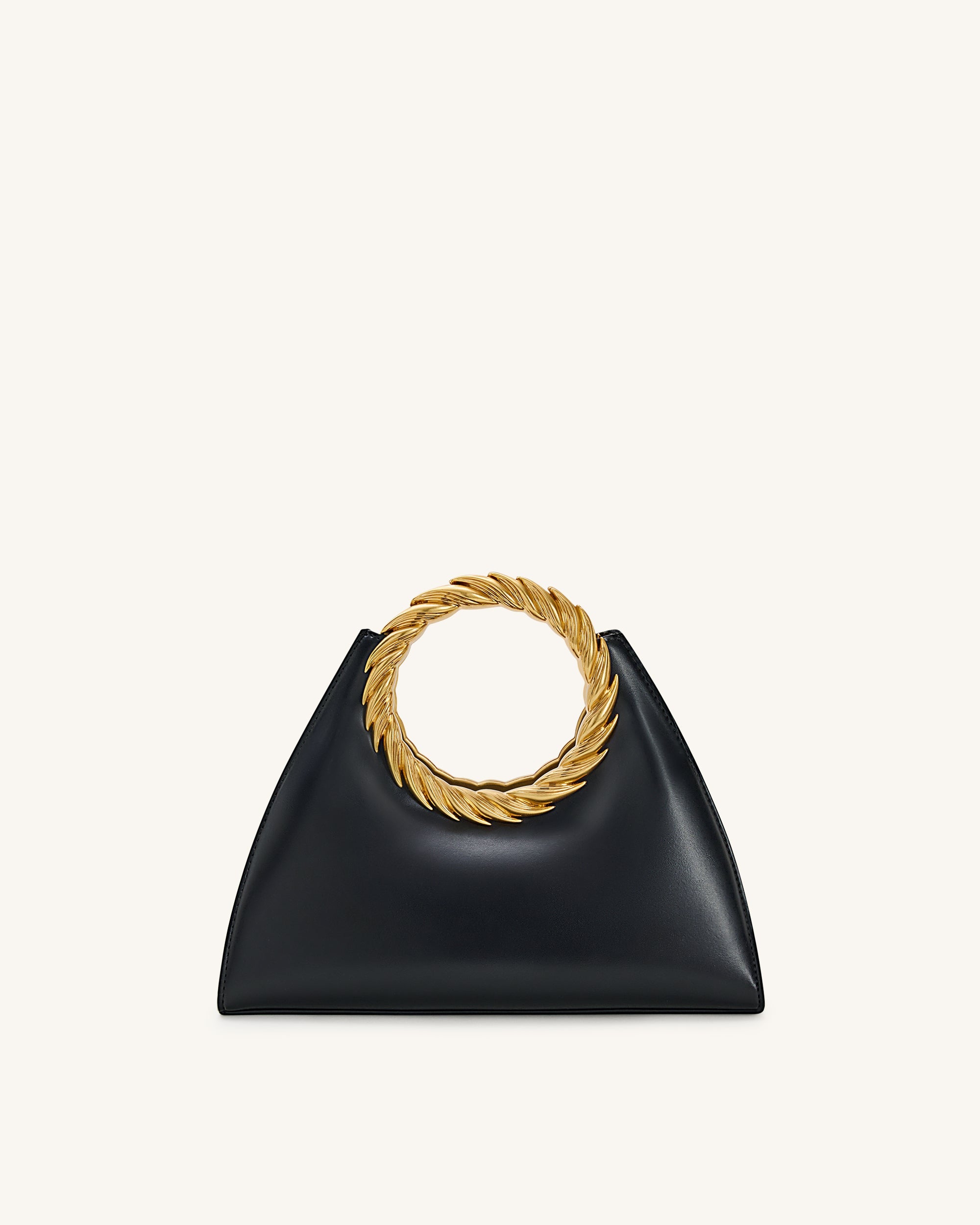 Amiya Leaf Handle Sculpture Bag - Black