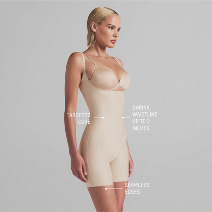 Skims Body Core Sculpt Open Bust Mid Thigh Bodysuit