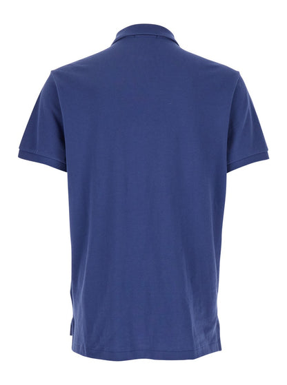 Polo ralph lauren "Custom Slim Fit" Blue Polo Shirt with Pony Detail on the Front in Cotton Piquet Man