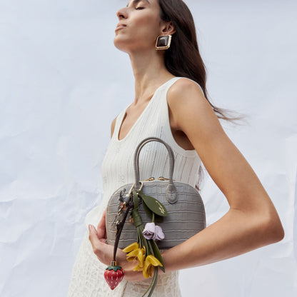 Embossed Leather Grey Mini Bag