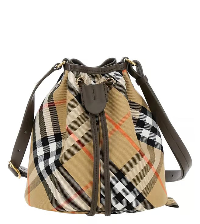 Burberry Beige Checkered Bucket Bag