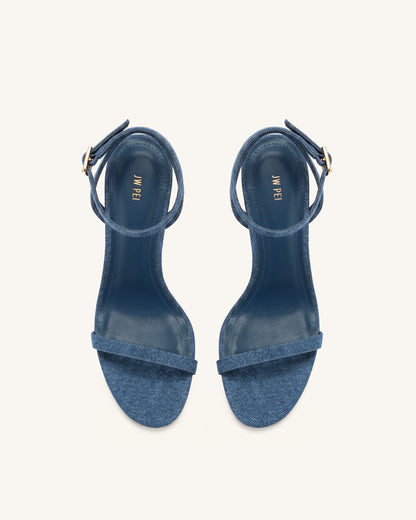 Alivia Gold Metal Heel Sandals - Denim Blue