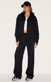 Black Oversized Drawstring Wide Leg Joggers