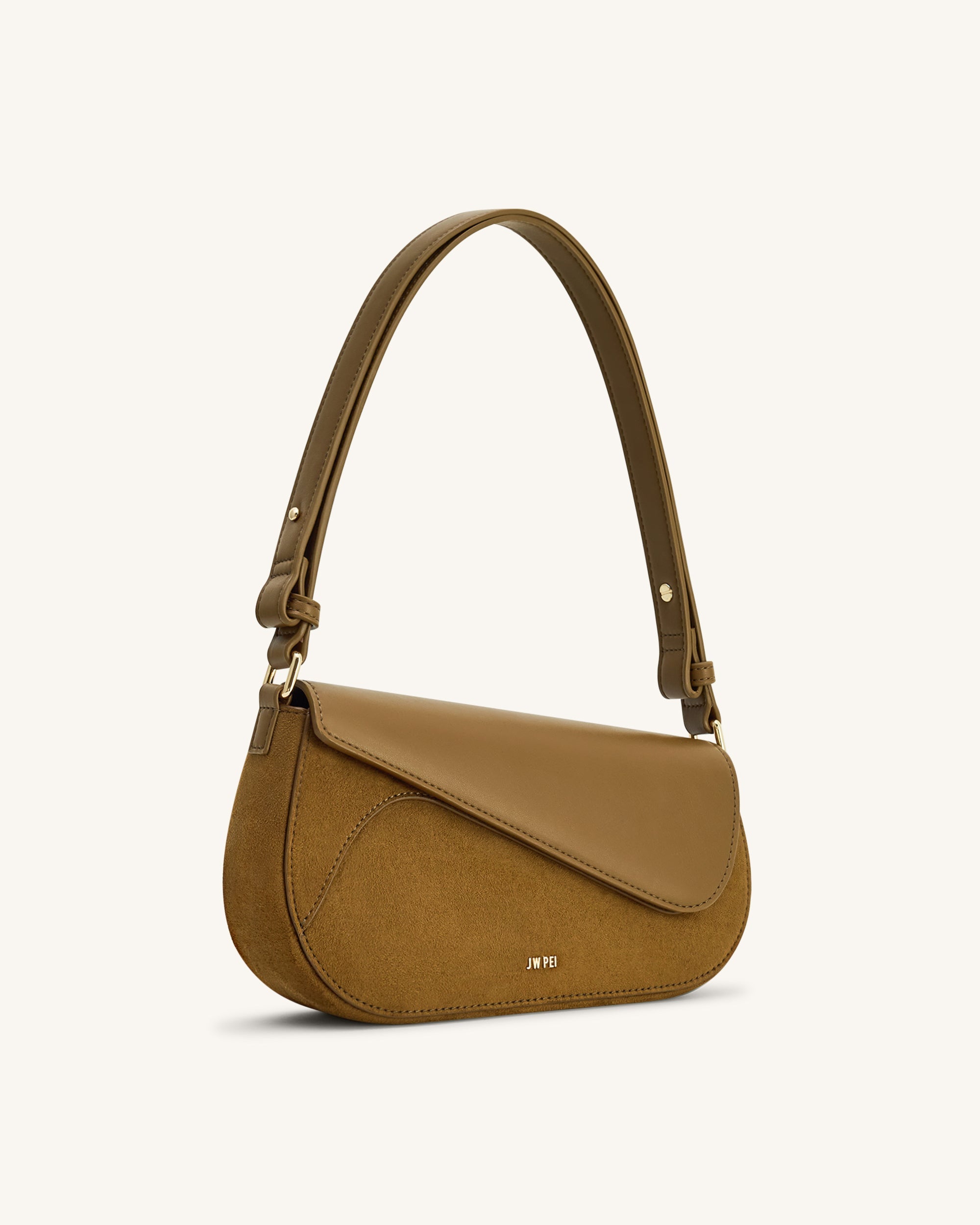 Addisyn Faux Suede Panel Shoulder Bag - Mocha Brown