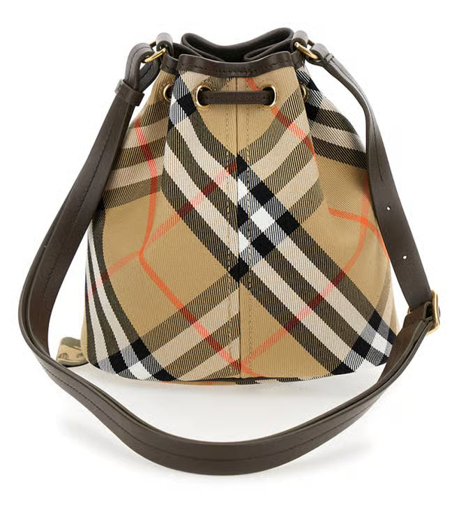 Burberry Beige Checkered Bucket Bag
