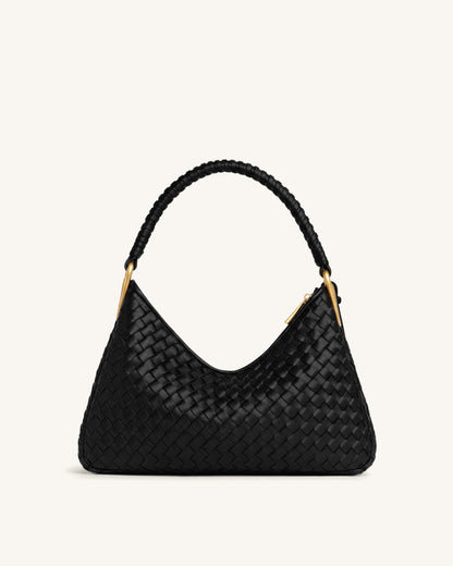 Lorena Woven Shoulder Bag - Black