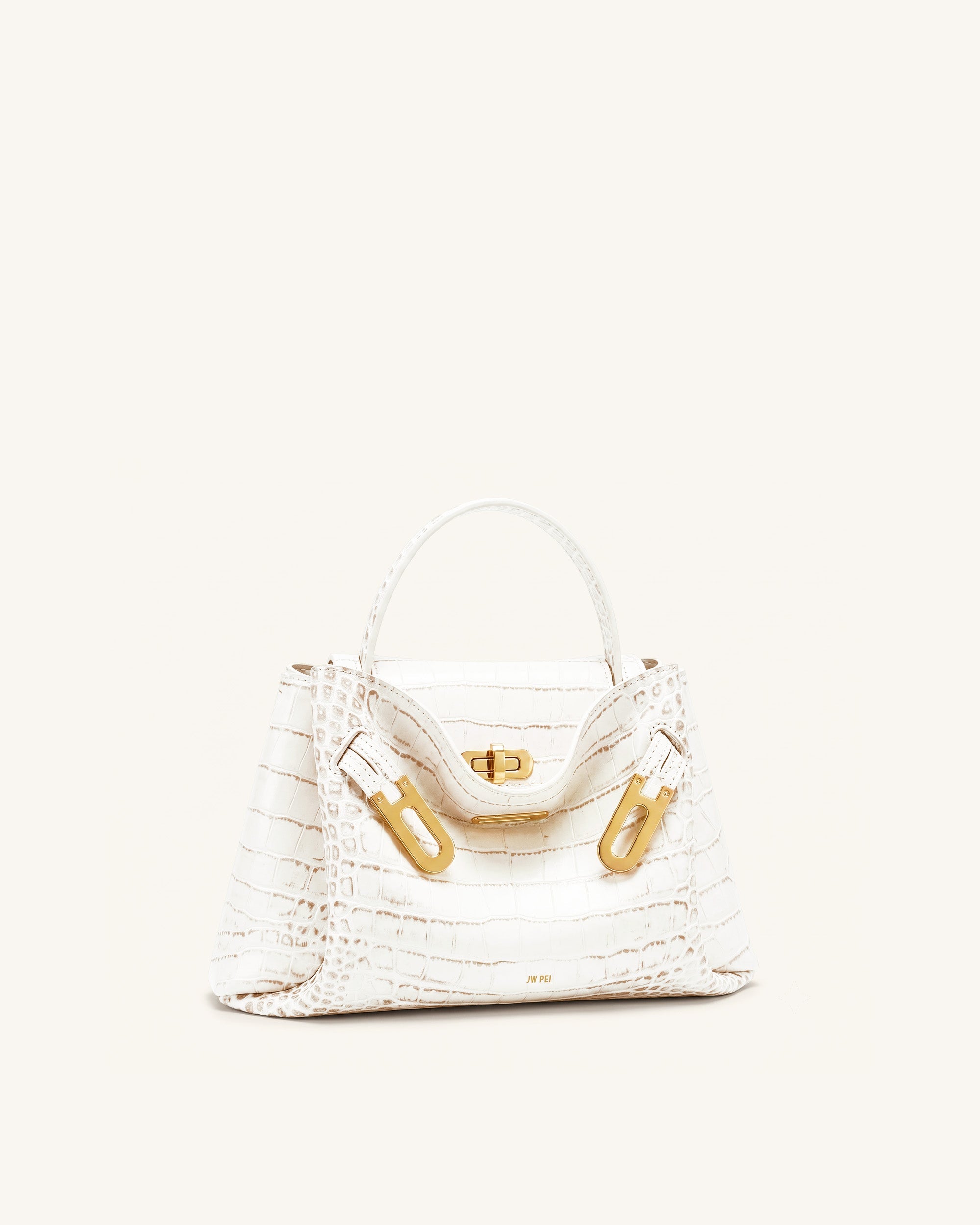 Rhea Small Double Buckle Shoulder Bag - Grey Croc